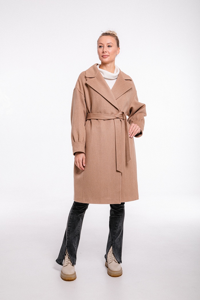 Женское пальто из кашемира свободного кроя с поясом | Capitol