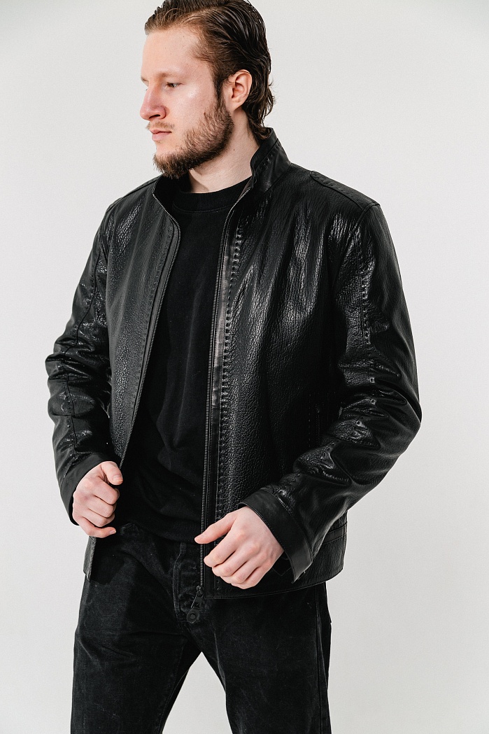 Мужская куртка из натуральной кожи в чёрном цвете | Capitol