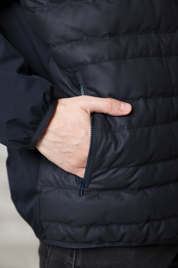 Мужская текстильная куртка с капюшоном с отделкой из кожи | Capitol
