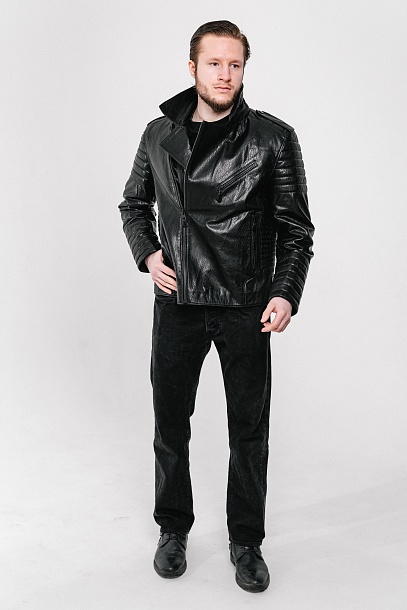 Куртка мужская из натуральной кожи в чёрном цвете | Capitol
