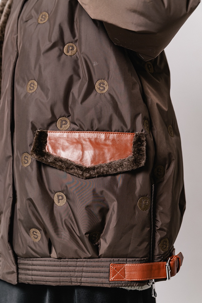 Куртка текстильная с мехом чернобурки | Capitol